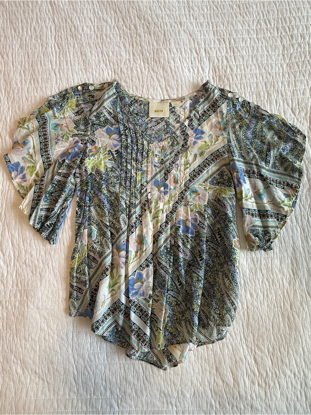✨ Maeve by Anthropologie “Maya” Flutter-Sleeve Pintuck Blouse – Size 0 – NWOT ✨